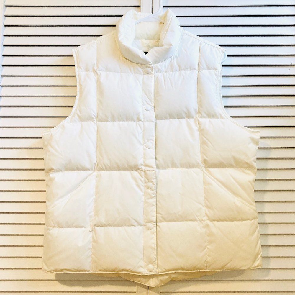 Lands End Winter White/ Down Puffer Vest